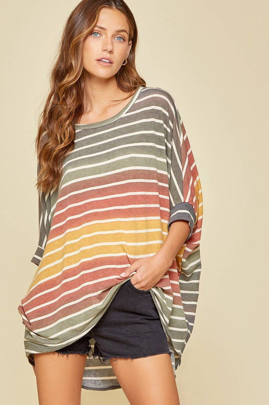 Stripe Knit Oversized Top