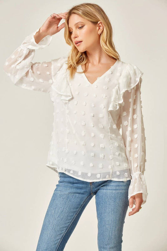 Swiss Dot V Neck Blouse PLUS SIZE