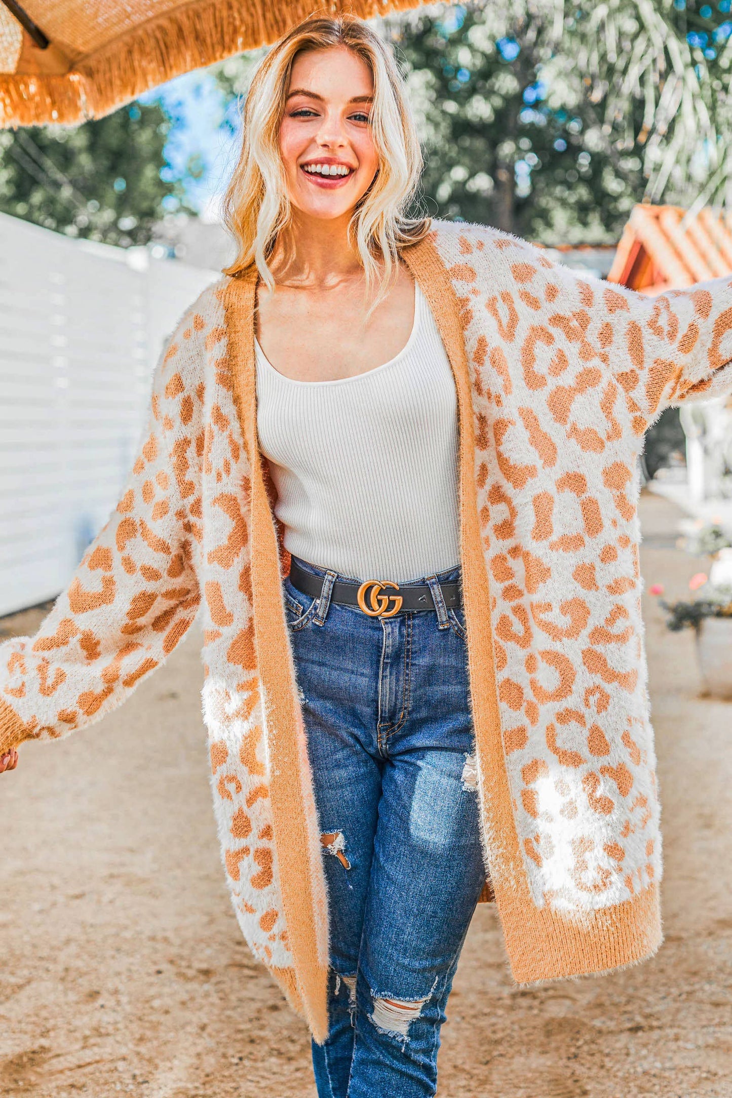 Cozy Leopard Allover Print Cardigan