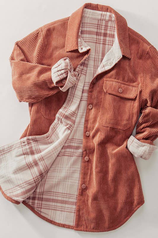 Corduroy Plaid Reversible Jacket