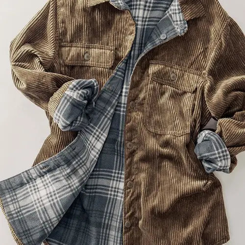 Corduroy Plaid Reversible Jacket