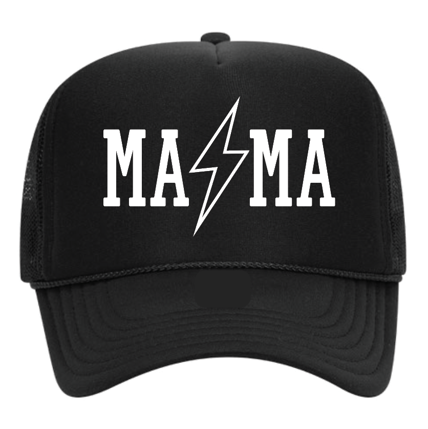 Mama Lightening Bolt Trucker Hat | Black