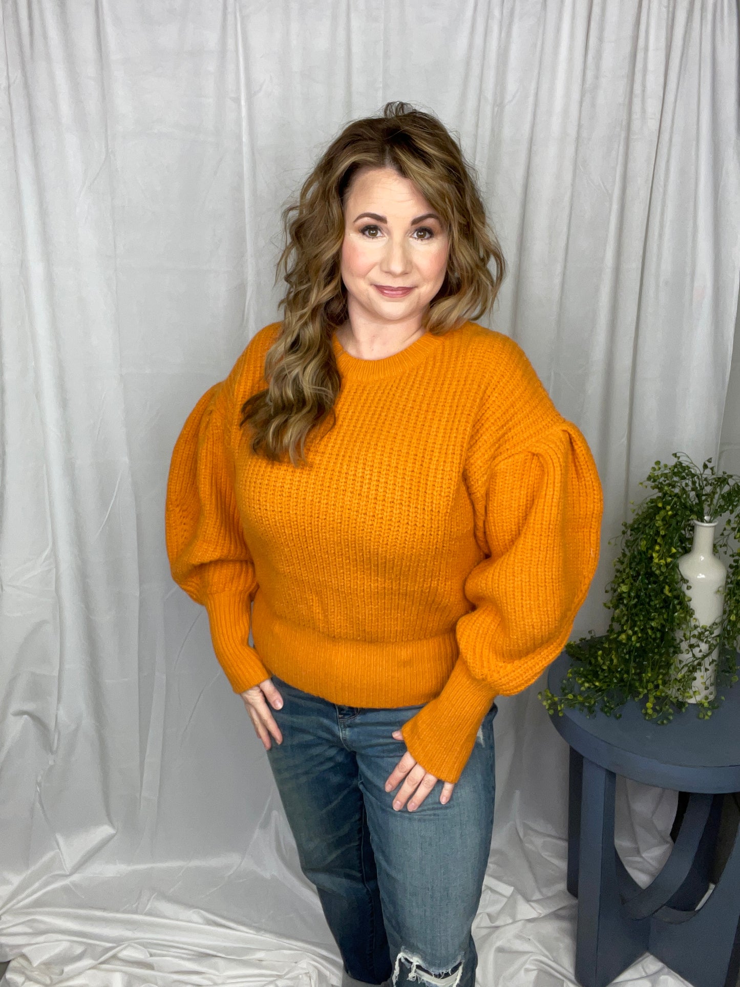 Pumpkin Puff Sleeve Sweater