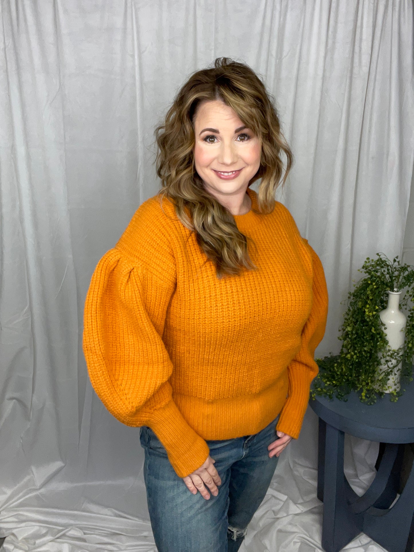 Pumpkin Puff Sleeve Sweater