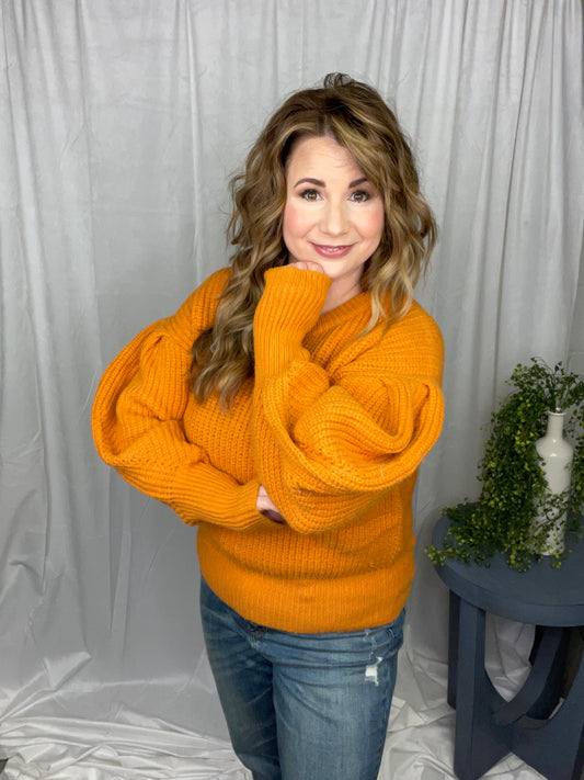 Pumpkin Puff Sleeve Sweater