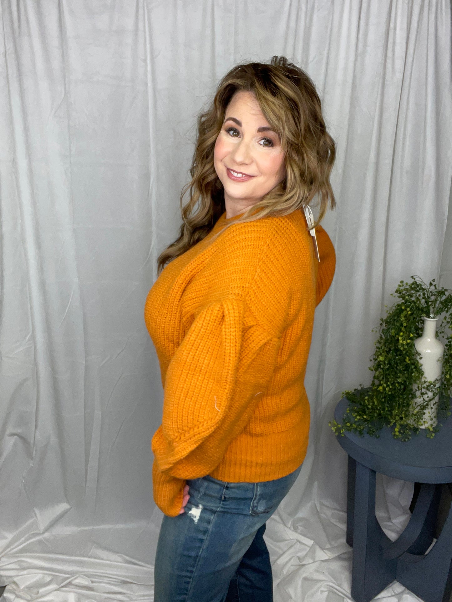 Pumpkin Puff Sleeve Sweater